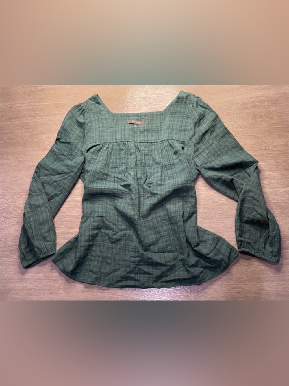 Madewell Dark Green Black Blouse Shirt Top S